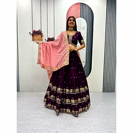 tiny tex pure chinon lehenga choli with sequence work