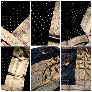 Black Lichi Silk Saree