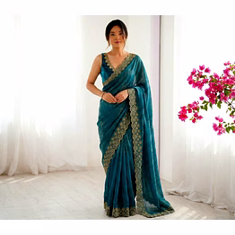 chitra tex premium space silk saree with intricate stone work