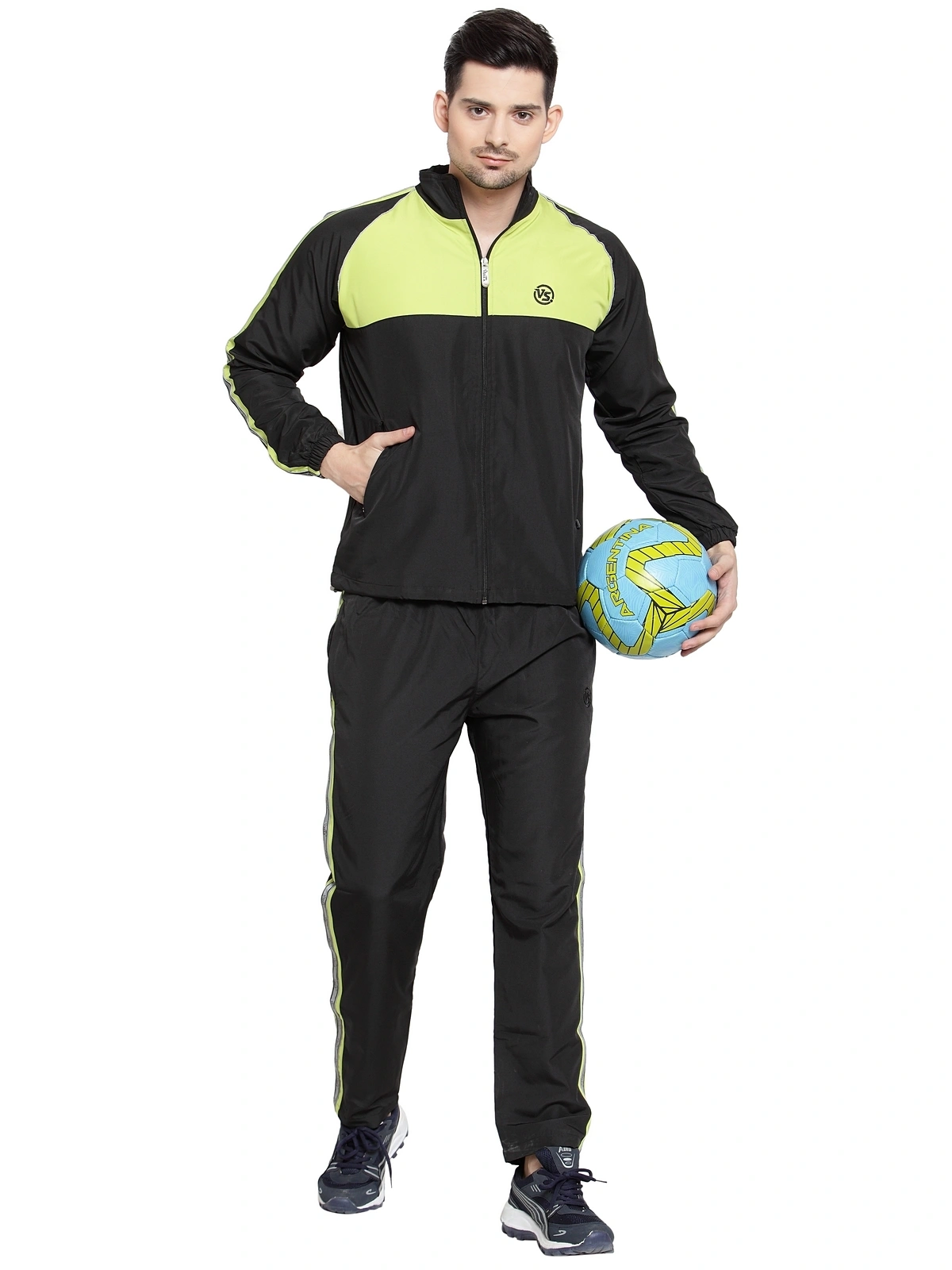 Vella Black Neon Color Radium Tape Tracksuit-M-Black-1