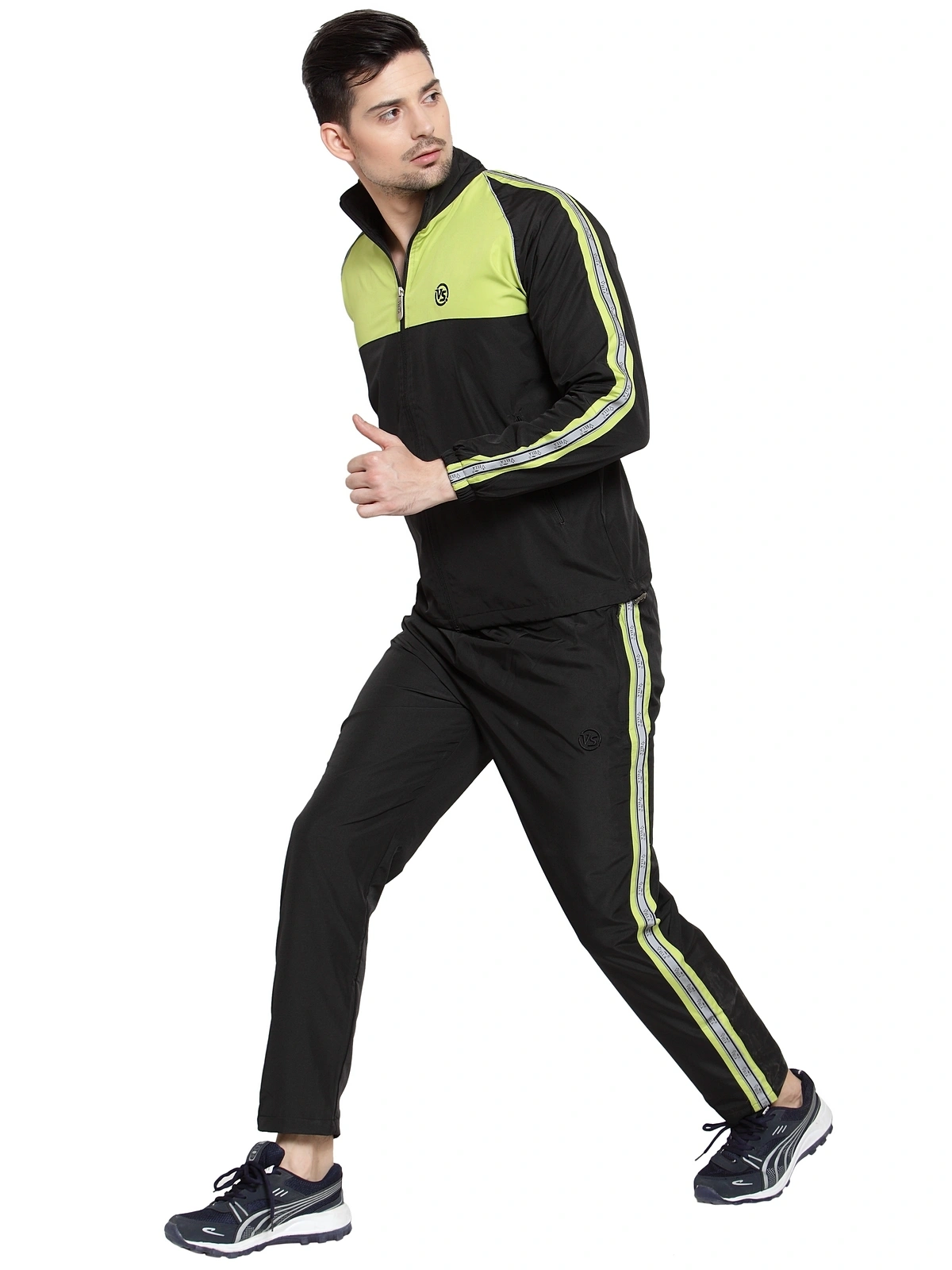 Vella Black Neon Color Radium Tape Tracksuit-M-Black-2