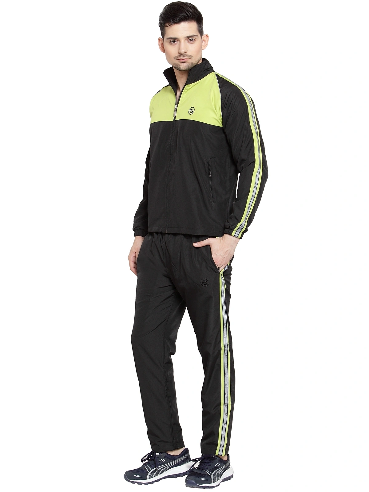 Vella Black Neon Color Radium Tape Tracksuit-M-Black-4