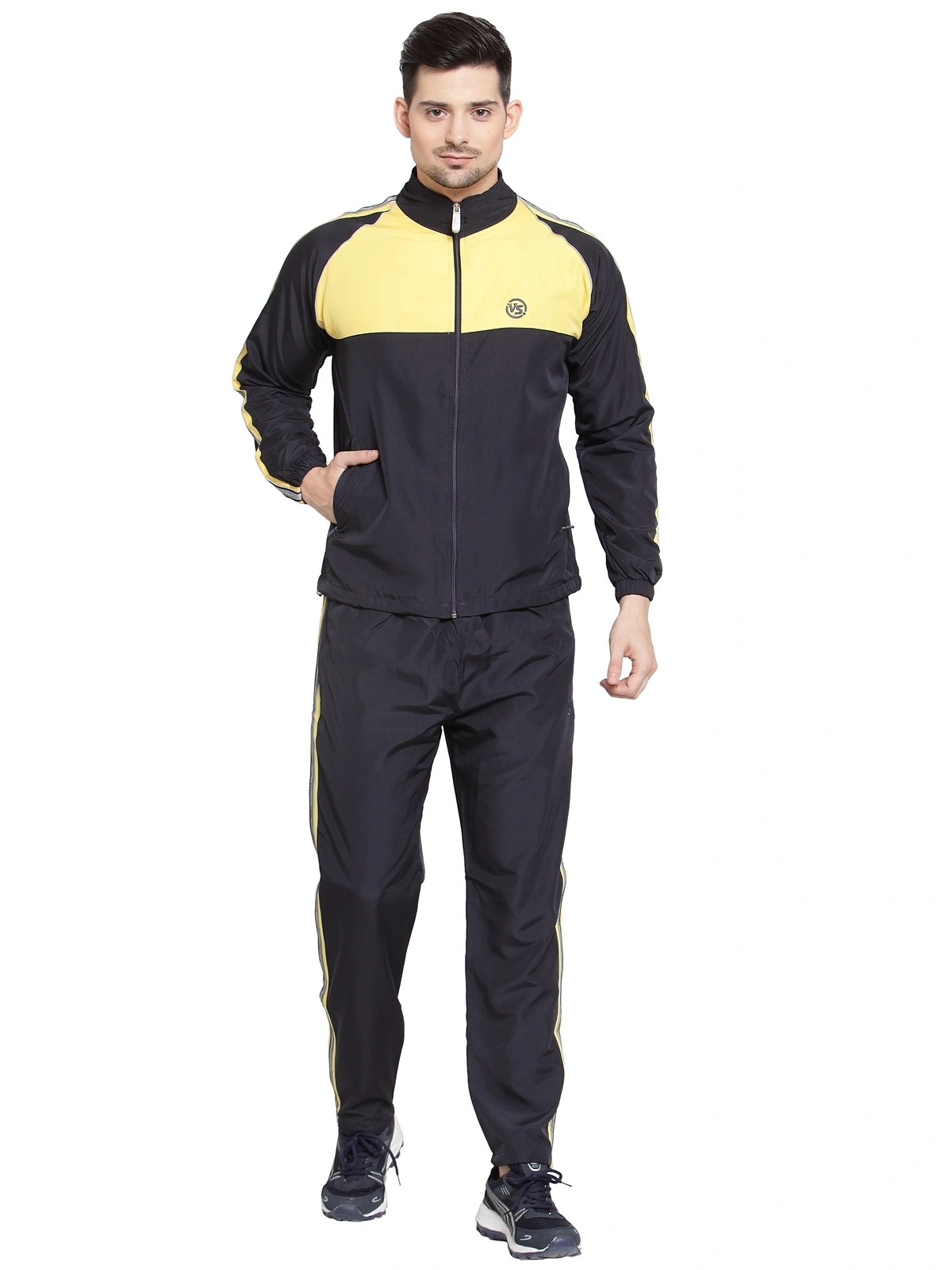 Vella Navy Yellow Color Radium Tape Tracksuit-VSTS2699_RDT_NVY_YEL_M