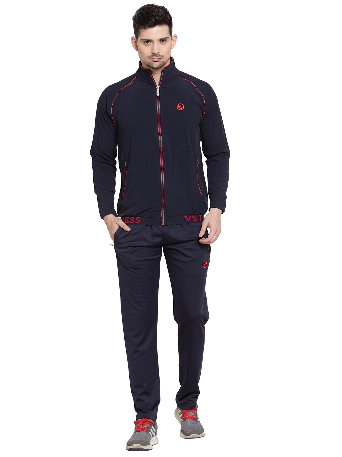 Vella Navy Blue Color  Tracksuit-VSNSTS1848_PIP_NVYRED_CMB_M