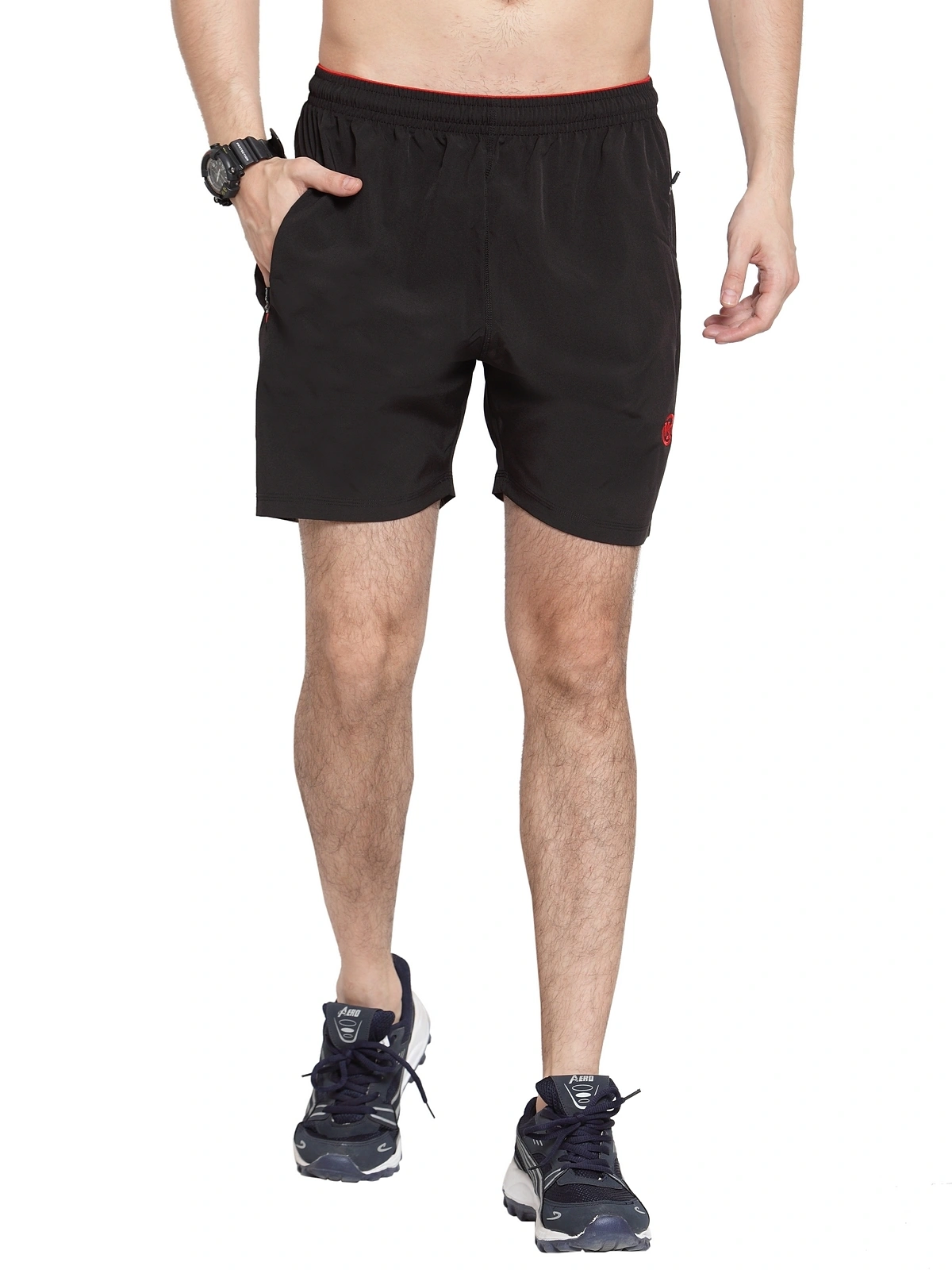 Vella Black Red Color  Shorts-VSNS499_TIK_BLK_RED_L