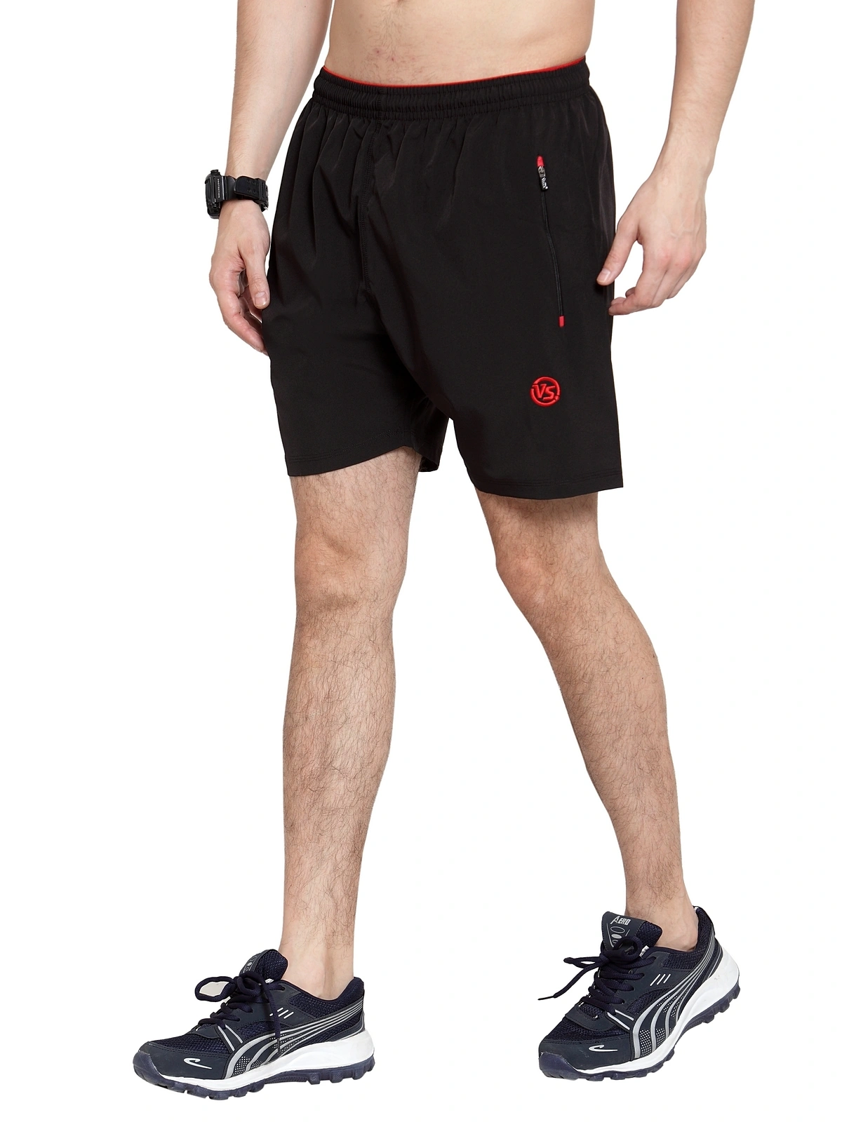 Vella Black Red Color  Shorts-L-Black-3