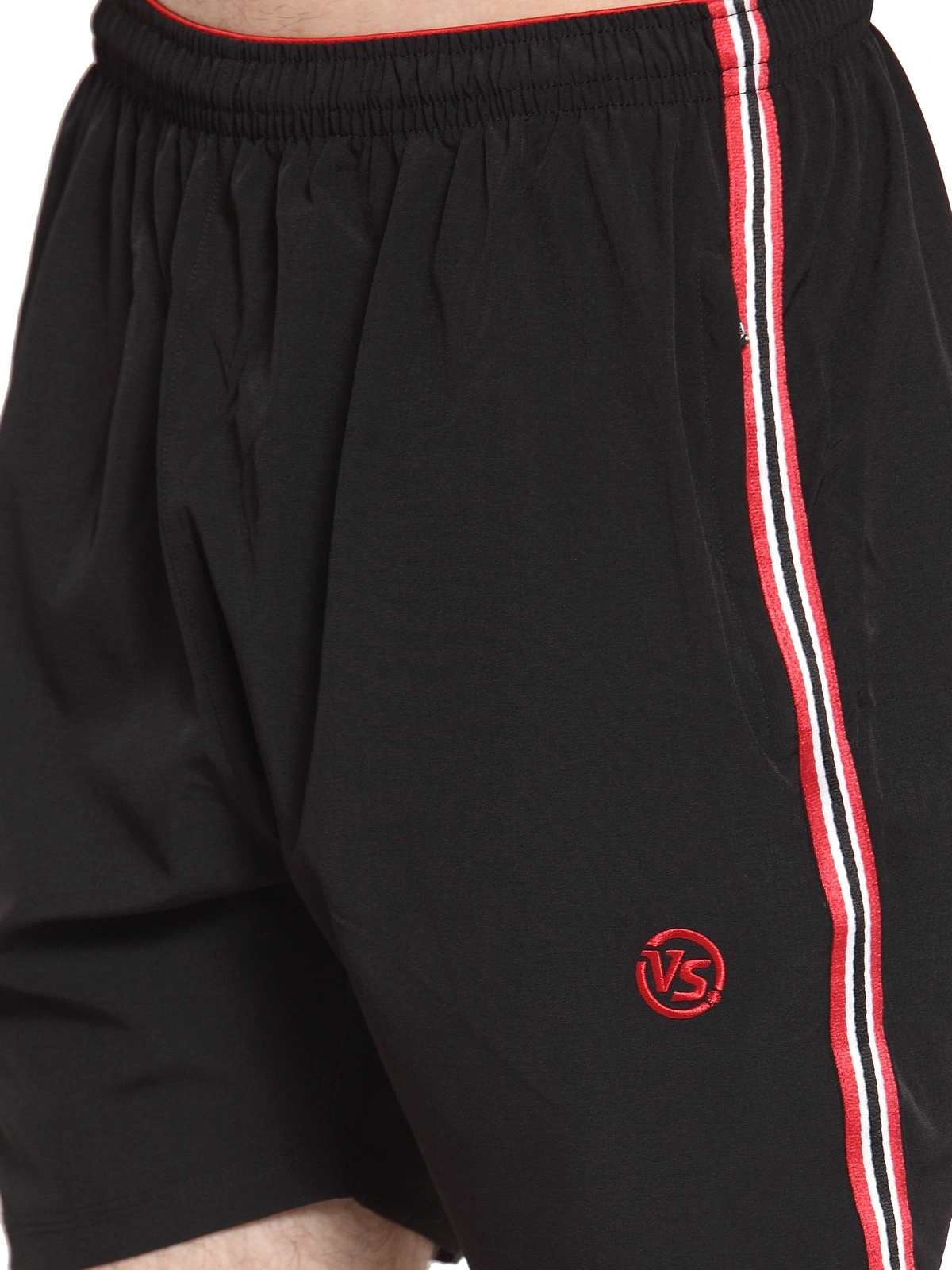 Vella Black Red Color  Shorts-M-Black-1