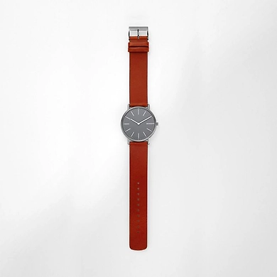 Signatur Slim Titanium and Cognac Leather Watch-1