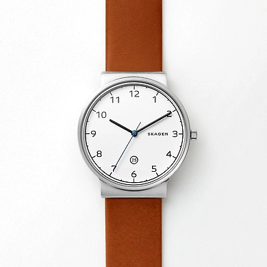 Ancher Cognac Leather Watch-SKW6433
