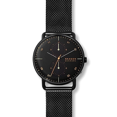 Horizont Black Steel-Mesh Dual Time Watch-SKW6538