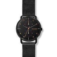 Horizont Black Steel-Mesh Dual Time Watch