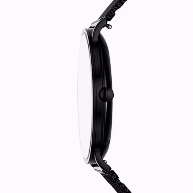 Hagen Slim Mother-of-Pearl Black Steel-Mesh Watch-2
