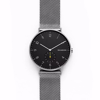 Aaren Dark Gray Steel-Mesh Watch-SKW6470