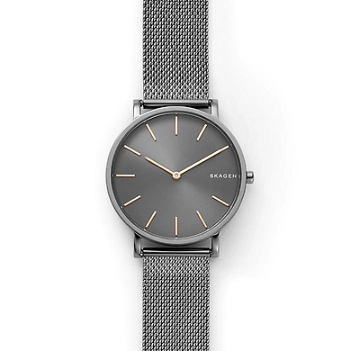 Hagen Slim Dark Gray Steel-Mesh Watch-SKW6445