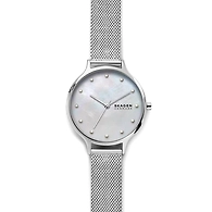 Anita Mother-of-Pearl Silver-Tone Steel-Mesh Watch