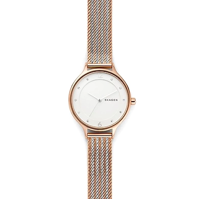Anita Two-Tone Steel Ripple-Mesh Watch-SKW2749