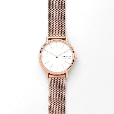 Signatur Slim Rose Gold-Tone Steel-Mesh Watch-SKW2694