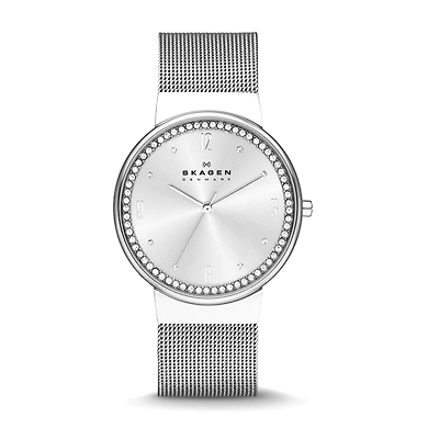 Ancher Crystal Steel Mesh Watch-SKW2152