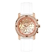 Ladies Rose Gold Tone Case White Silicone Watch- W1098L5-sm