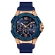 Gents Rose Gold Tone Case Blue Silicone Watch- W1254G3-sm