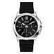 Gents Silver Tone Case Black Silicone Watch- W1177G3-sm
