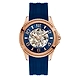 Gents Rose Gold Tone Case Blue Silicone Watch- W1178G3-sm
