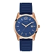 Gents Rose Gold Tone Case Blue Silicone Watch- W0991G4-sm