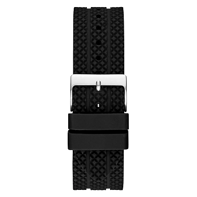 Gents Silver Tone Case Black Silicone Watch-2
