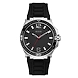 Gents Silver Tone Case Black Silicone Watch- W1253G1-sm