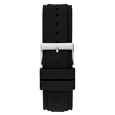 Gents Silver Tone Case Black Silicone Watch-2
