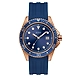 Gents Rose Gold Tone Case Blue Silicone Watch- W1109G3-sm