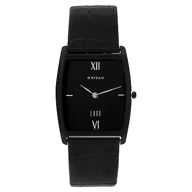 Edge Black Dial Black Leather Strap Watch-TI112