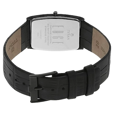 Edge Black Dial Black Leather Strap Watch-2