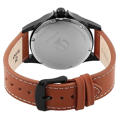 Black Dial Brown Leather Strap Watch-2
