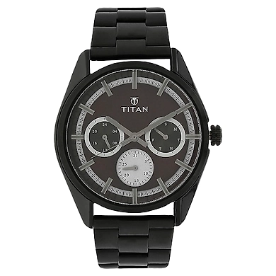 Brown Dial Black Stainless Steel Strap Watch-TI119