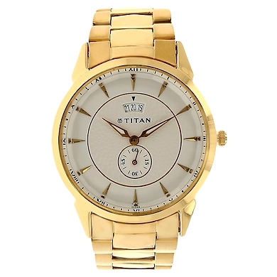 Silver Dial Golden Stainless Steel Strap Watch-TI130