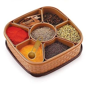 Muhoort Plastic Square Spice Box with 7 Sections - Kitchen Organization Essential-2198