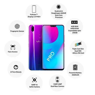 Vivo V9Pro ( 6GB  Ram)+(  64GB Storage )-Purple-6GB - 64GB-2
