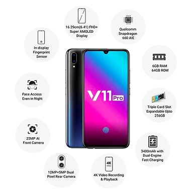 Vivo V11Pro ( 6GB  Ram)+(  64GB Storage )-Black-6GB - 64GB-2