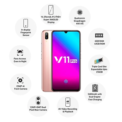 Vivo V11Pro ( 6GB  Ram)+(  64GB Storage )-Gold-6GB - 64GB-2