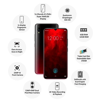 Vivo V11Pro ( 6GB  Ram)+(  64GB Storage )-Red-6GB - 64GB-2