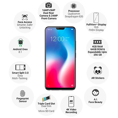 Vivo V9 ( 4GB  Ram)+(  64GB Storage )-Line)-4GB - 64GB-2