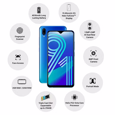 Vivo Y91 ( 2GB  Ram)+(  32GB Storage )-Blue-2GB - 32GB-2