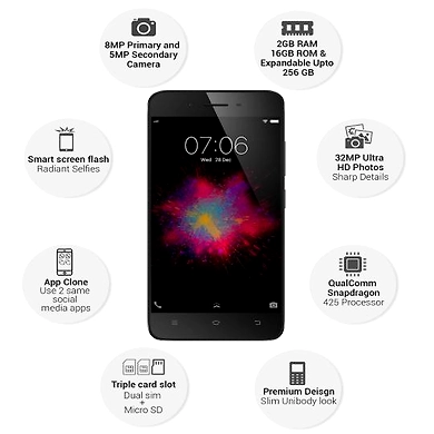Vivo Y53 ( 2GB  Ram)+(  16GB Storage )-Black-2GB - 16GB-2