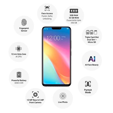 Vivo Y81 ( 3GB  Ram)+(  32GB Storage )-Matte black-3GB - 32GB-2
