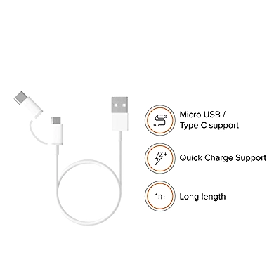 Mi 2-in-1 USB Cable (White)-Redmi 12