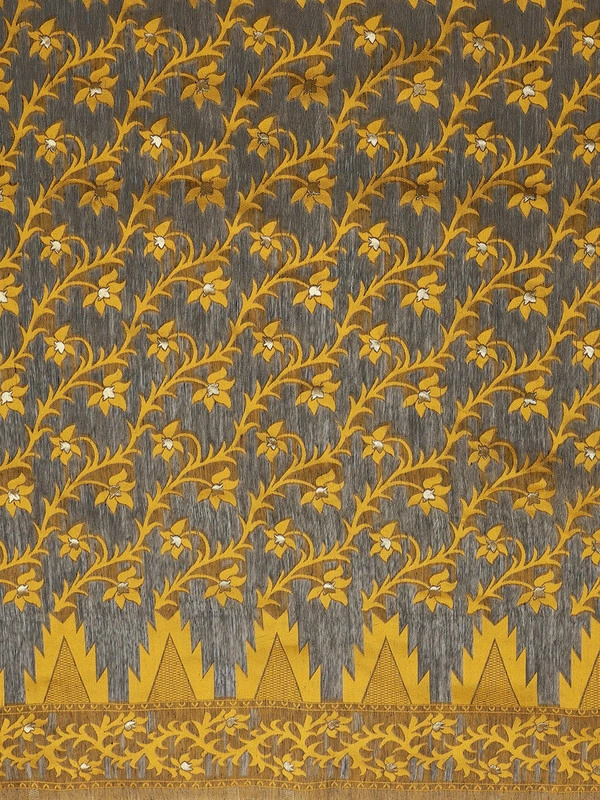 Charcoal Grey &amp; Yellow Handloom Woven Design Taant Saree-https://i.postimg.cc/DwKbF7tG/5.jpg-Grey &amp; Yellow-6.3 m-2