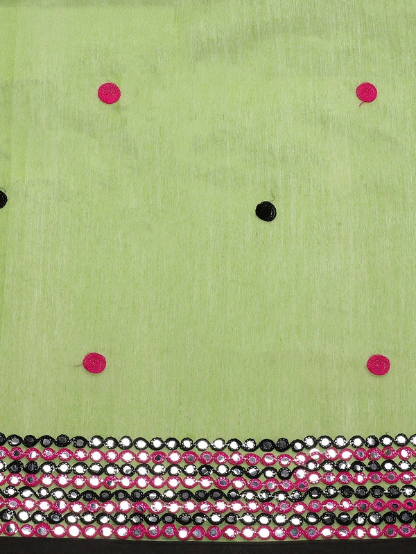 Green &amp; Pink Handloom Embroidered Taant Saree-https://i.postimg.cc/Jz5g5cJ2/5.jpg-Green &amp; Pink-6.3 m-2