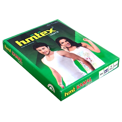 HMTEX KAMAL FINE REGULAR COLOUR VEST RN ( PACK OF 10 )-100-2