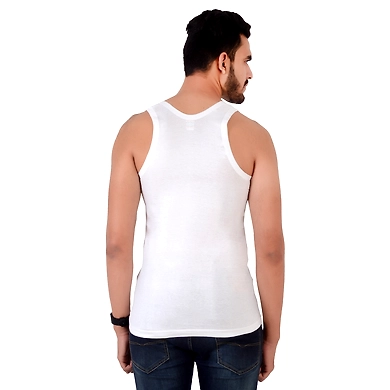 HMTEX KAMAL FINE REGULAR WHITE VEST RN ( PACK OF 10 )-85-1